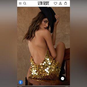 Diana Gold Disco Dress by 12th Tribe - Large NWT